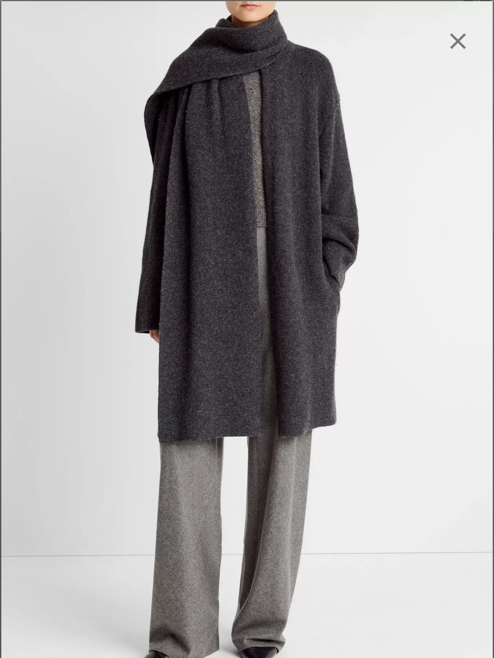 Vince Charcoal Wool Blend Draped Car Sweater Coat NWT
